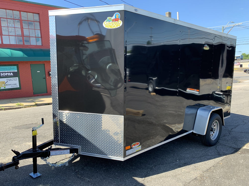 Enclosed Cargo Trailer 6'x12'+2'V BLK RAMP Covered Wagon