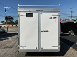 Enclosed Contractor Trailer 7'x16' White BARN CarMate 110v Light 12"up Car Mate Trailers