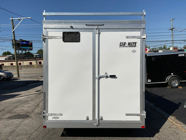 Enclosed Contractor Trailer 7'x16' White BARN CarMate 110v Light 12"up Car Mate Trailers