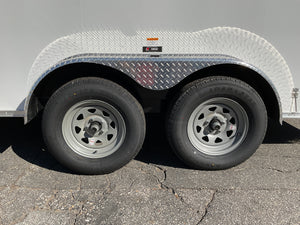 Enclosed Contractor Trailer 7'x16' White BARN CarMate 110v Light 12"up Car Mate Trailers