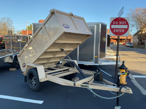 Prospector Trailers 4'x8' Manual Dump Trailer 2990 GVWR Tan Prospector Trailers