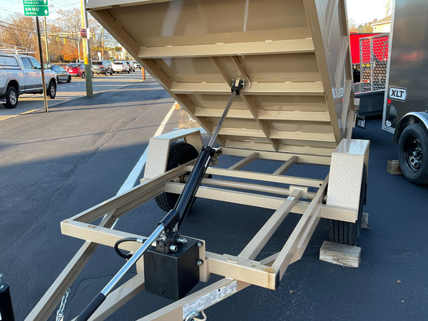 Prospector Trailers 4'x8' Manual Dump Trailer 2990 GVWR Tan Prospector Trailers
