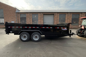 Dump Trailer 7'x16' Black Hawke 17000 GVWR with Ramps and Tarp Hawke Trailers