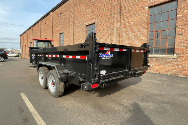 Dump Trailer 7'x16' Black Hawke 17000 GVWR with Ramps and Tarp Hawke Trailers