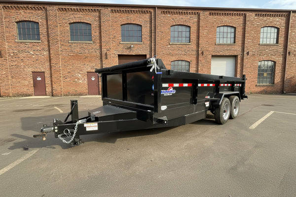 Dump Trailer 7'x16' Black Hawke 17000 GVWR with Ramps and Tarp Hawke Trailers