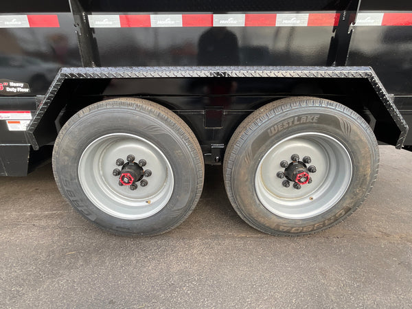 Dump Trailer 7'x16' Black Hawke 17000 GVWR with Ramps and Tarp Hawke Trailers