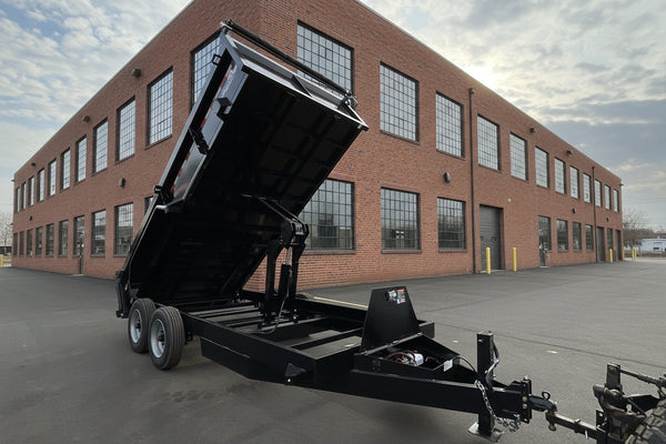 Dump Trailer 7'x16' Black Hawke 17000 GVWR with Ramps and Tarp Hawke Trailers