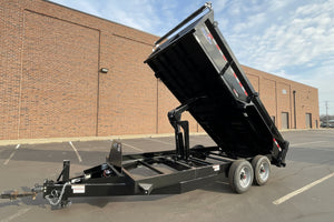 Dump Trailer 7'x16' Black Hawke 17000 GVWR with Ramps and Tarp Hawke Trailers