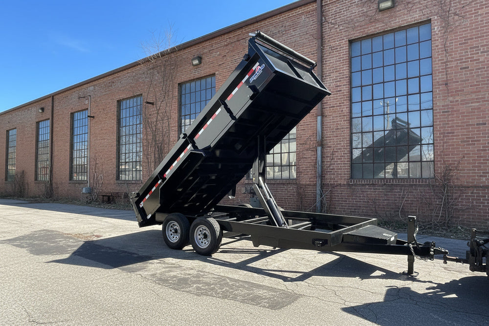 Dump Trailer 7'x16' Black Hawke 14000 GVWR with Ramps and Tarp Hawke Trailers
