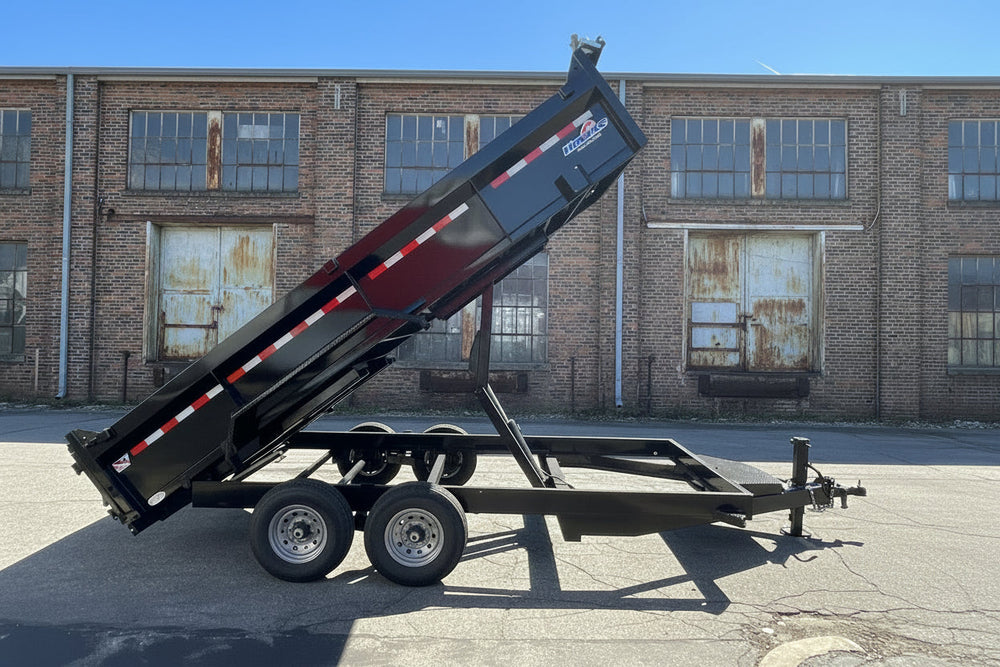 Dump Trailer 7'x16' Black Hawke 14000 GVWR with Ramps and Tarp Hawke Trailers