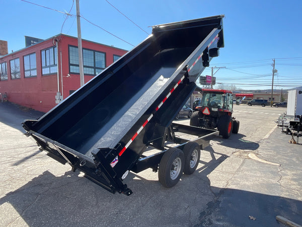 Dump Trailer 7'x16' Black Hawke 14000 GVWR with Ramps and Tarp Hawke Trailers