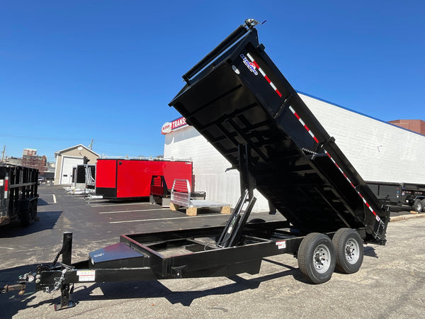 Dump Trailer 7'x16' Black Hawke 14000 GVWR with Ramps and Tarp Hawke Trailers