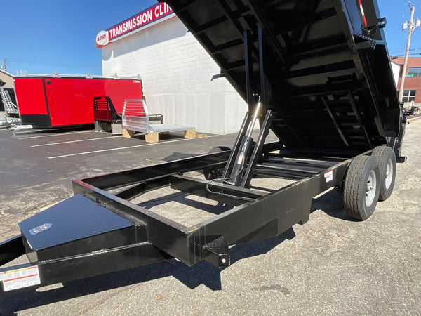 Dump Trailer 7'x16' Black Hawke 14000 GVWR with Ramps and Tarp Hawke Trailers