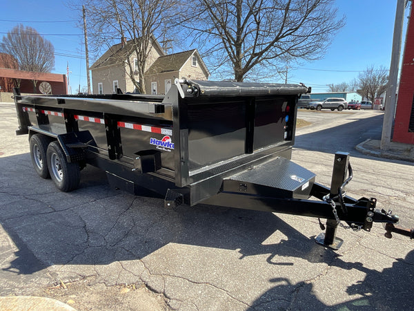 Dump Trailer 7'x16' Black Hawke 14000 GVWR with Ramps and Tarp Hawke Trailers