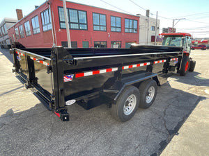 Dump Trailer 7'x16' Black Hawke 14000 GVWR with Ramps and Tarp Hawke Trailers