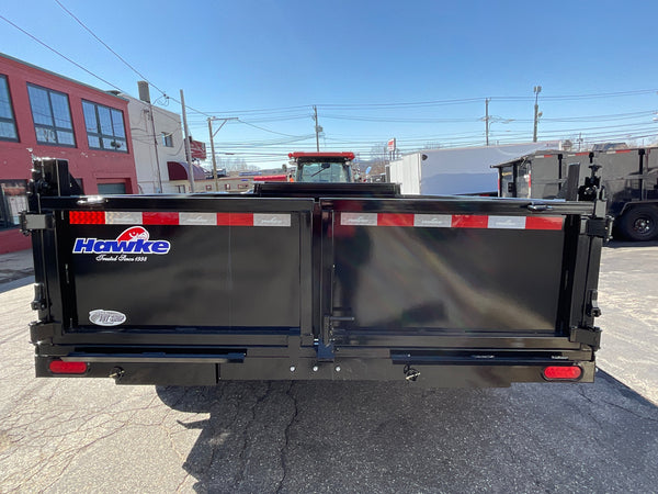 Dump Trailer 7'x16' Black Hawke 14000 GVWR with Ramps and Tarp Hawke Trailers