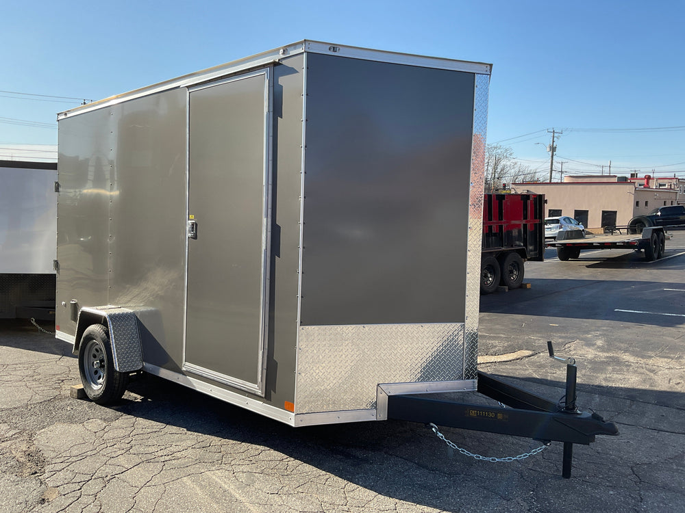 Covered Wagon Enclosed Cargo Trailer 7'x12'+2'V 7' Interior CHARCOAL RAMP *Scratch & Dent* Covered Wagon Trailers