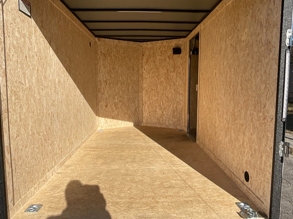 Covered Wagon Enclosed Cargo Trailer 7'x12'+2'V 7' Interior CHARCOAL RAMP *Scratch & Dent* Covered Wagon Trailers