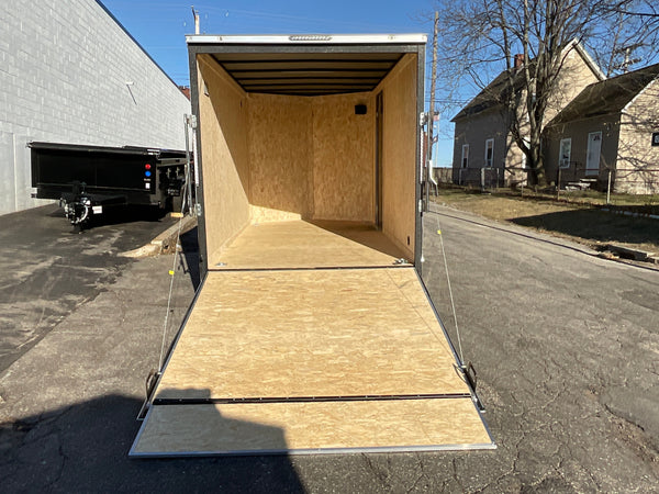 Covered Wagon Enclosed Cargo Trailer 7'x12'+2'V 7' Interior CHARCOAL RAMP *Scratch & Dent* Covered Wagon Trailers