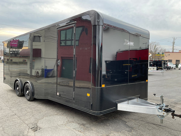 Enclosed Car Hauler Trailer 8.5’x24′ Flat Front Black Blackout Ramp High Country Aluminum Ron's Toy Shop, Inc.