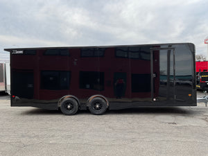 Enclosed Car Hauler Trailer 8.5’x24′ Flat Front Black Blackout Ramp High Country Aluminum Ron's Toy Shop, Inc.