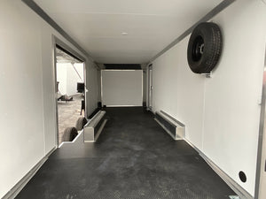 Enclosed Car Hauler Trailer 8.5’x24′ Flat Front Black Blackout Ramp High Country Aluminum Ron's Toy Shop, Inc.