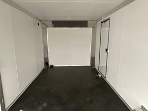 Enclosed Car Hauler Trailer 8.5’x24′ Flat Front Black Blackout Ramp High Country Aluminum Ron's Toy Shop, Inc.