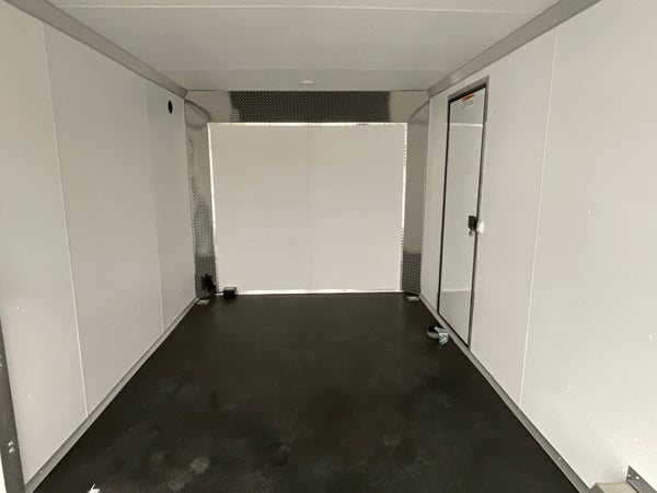 Enclosed Car Hauler Trailer 8.5’x24′ Flat Front Black Blackout Ramp High Country Aluminum Ron's Toy Shop, Inc.