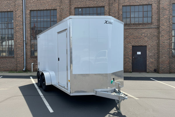 Enclosed Aluminum Cargo Trailer 7'x16' White Ramp Alcom Xpress XLT Pro 9" Additional Height High Country Trailers