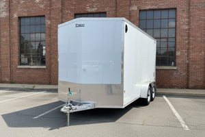 Enclosed Aluminum Cargo Trailer 7'x16' White Ramp Alcom Xpress XLT Pro 9" Additional Height High Country Trailers