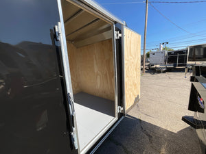 Enclosed Cargo Trailer 7'x16' Black Barn Door Car Mate 6'6" Interior Car Mate Trailers