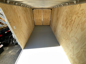 Enclosed Cargo Trailer 7'x16' Black Barn Door Car Mate 6'6" Interior Car Mate Trailers