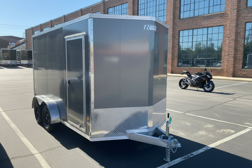 Enclosed 7x14 Cargo Trailer Charcoal EZ-Hauler Aluminum High Country Trailers