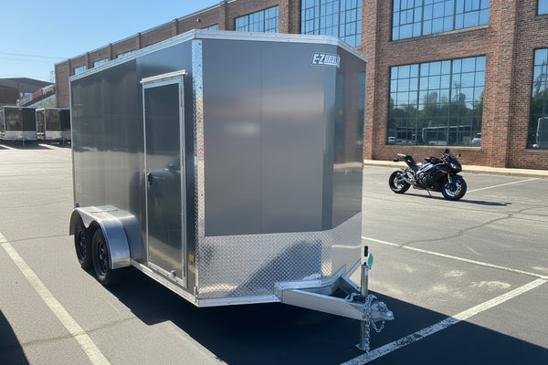 Enclosed 7x14 Cargo Trailer Charcoal EZ-Hauler Aluminum