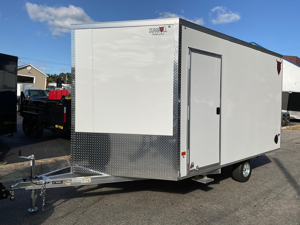 101"X12' Multi-Sport Durabull Snowmobile Trailer White 10" Extra Height DuraBull Trailers