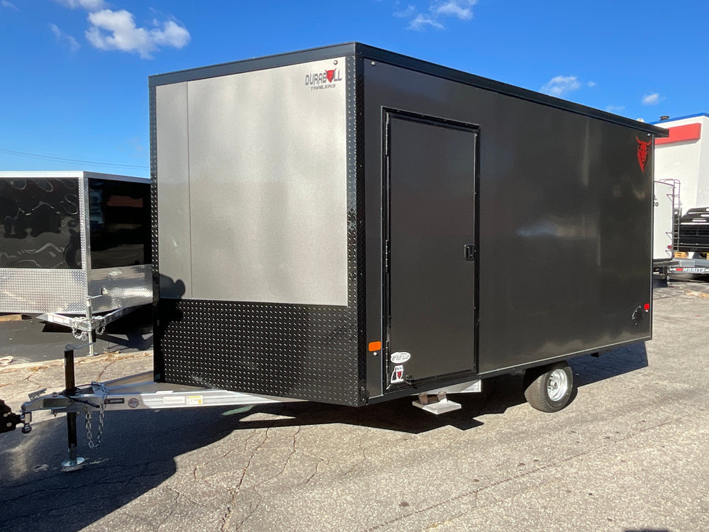 101"X12' Multi-Sport Durabull Snowmobile Trailer Charcoal 10" Extra Height Black-Out Rear Spoiler DuraBull Trailers