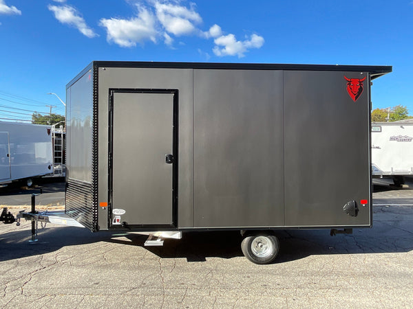 101"X12' Multi-Sport Durabull Snowmobile Trailer Charcoal 10" Extra Height Black-Out Rear Spoiler DuraBull Trailers
