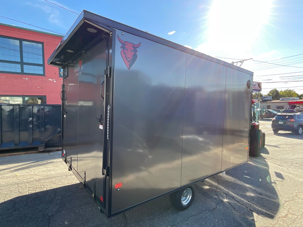 101"X12' Multi-Sport Durabull Snowmobile Trailer Charcoal 10" Extra Height Black-Out Rear Spoiler DuraBull Trailers