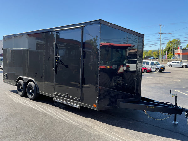 Covered Wagon Enclosed Car Hauler Trailer 8.5'x20'+2'V BLACK Blackout