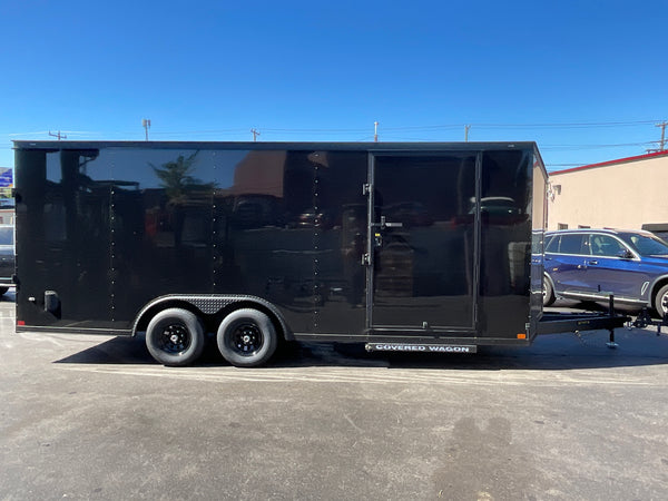 Covered Wagon Enclosed Car Hauler Trailer 8.5'x20'+2'V BLACK Blackout