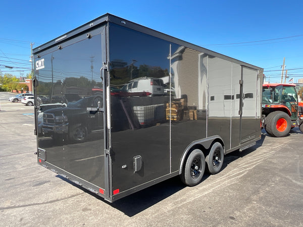 Covered Wagon Enclosed Car Hauler Trailer 8.5'x20'+2'V BLACK Blackout