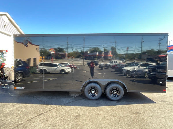 Covered Wagon Enclosed Car Hauler Trailer 8.5'x20'+2'V BLACK Blackout