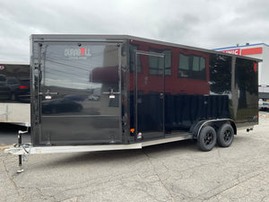 Enclosed Cargo 7.5'x18'+5'V Black Blackout RAMP DuraBull Aluminum 6" extra height