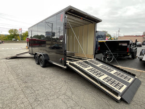 Enclosed Cargo 7.5'x18'+5'V Black Blackout RAMP DuraBull Aluminum 6" extra height