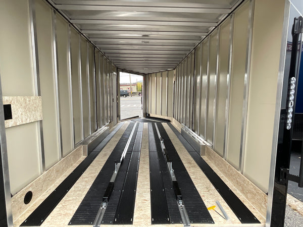 Enclosed Cargo 7.5'x18'+5'V Black Blackout RAMP DuraBull Aluminum 6" extra height