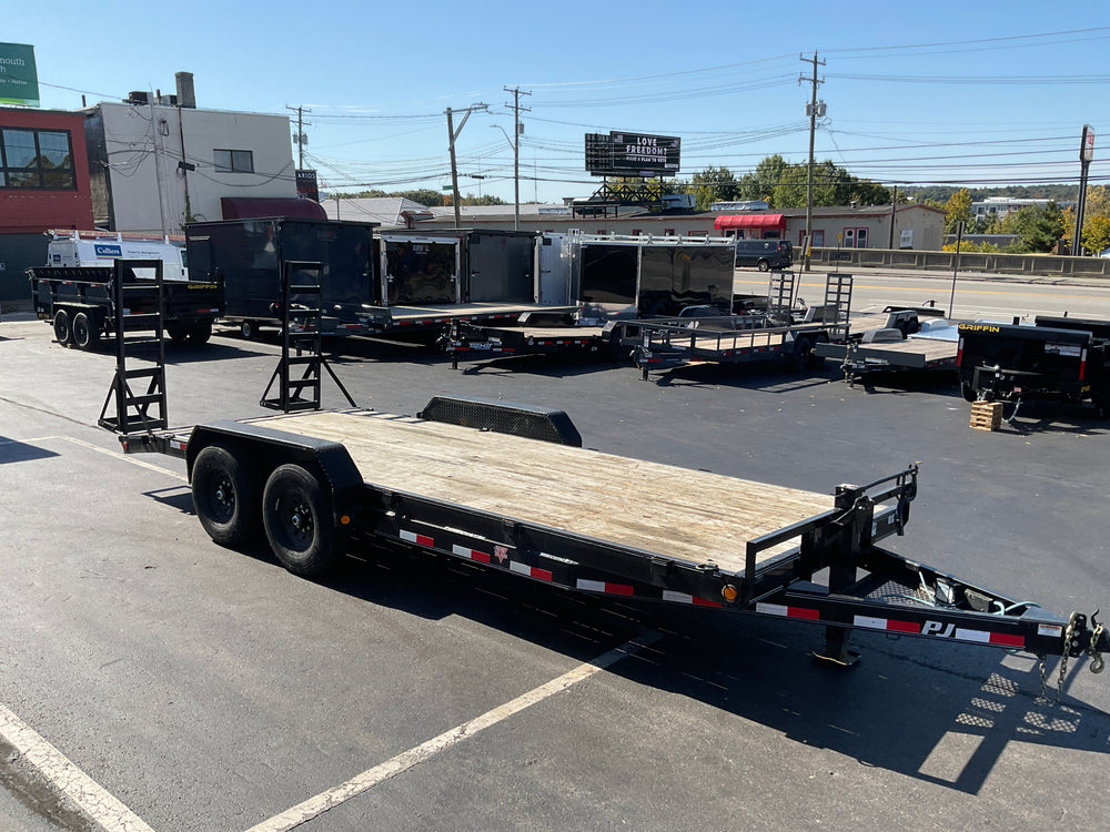 PJ Trailers 83"x20' Heavy Hauler Utility Trailer 20x83" Black 14K GVWR, Dexter Axles, 6in Channel, Spring Assist Ramps