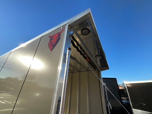 Enclosed Cargo 7.5'x18'+5'V Charcoal RAMP DuraBull Aluminum 7ft. Interior, Dexter Galvanized Axles, Aluminum Wheels, Rear Canopy, Snow Package, .080 Composite Exterior, 3 Year Warranty