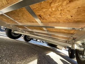 Enclosed Cargo 7.5'x18'+5'V Charcoal RAMP DuraBull Aluminum 7ft. Interior, Dexter Galvanized Axles, Aluminum Wheels, Rear Canopy, Snow Package, .080 Composite Exterior, 3 Year Warranty