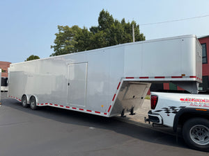 Enclosed Gooseneck Car Hauler Trailer 8.5'x40' V-Nose Silver Ramp High Country Aluminum