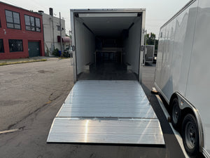 Enclosed Gooseneck Car Hauler Trailer 8.5'x40' V-Nose Silver Ramp High Country Aluminum